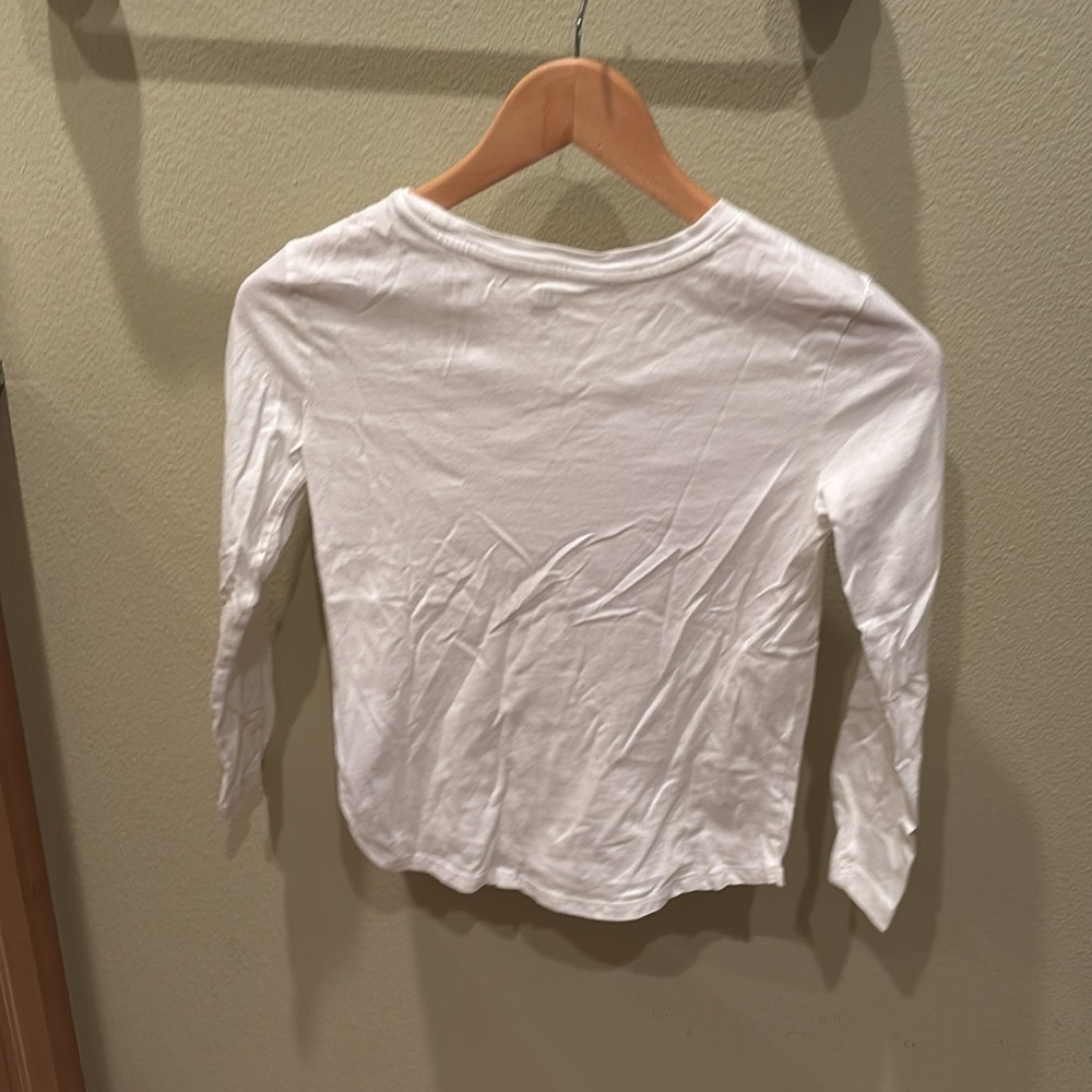 GAP White Long Sleeve Tee with Sequin Heart - Picture 5 of 8